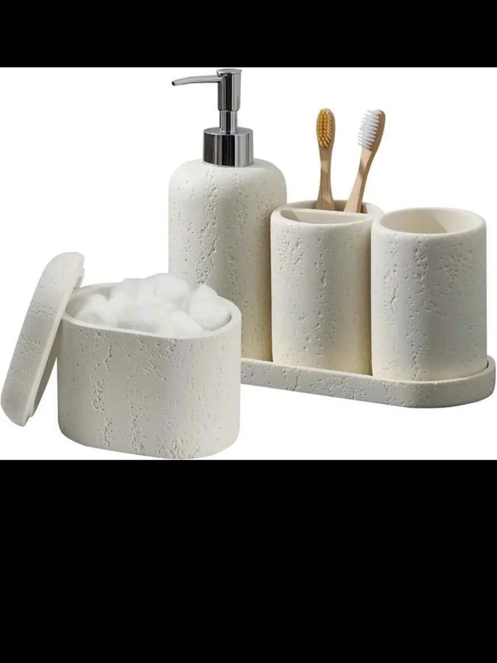 Minimalist Cream Bathroom Accessory Set - 4-Piece